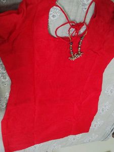 Red Embroidered Blouse