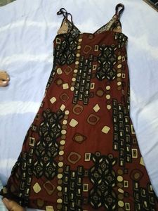 Retro Print Spaghetti Strap Dress