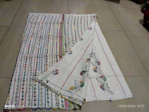 Elegant Embroidered White Saree