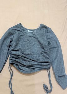 Women's Textured Ruched Long Sleeve Top