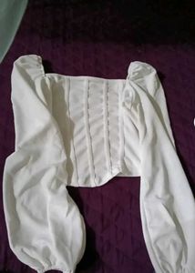 White Square Neck Corset Top
