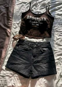Dark Charcoal Wash Denim Shorts
