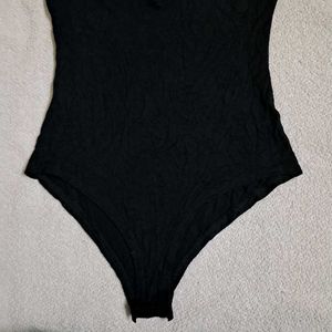Black Tie-Strap Bodysuit