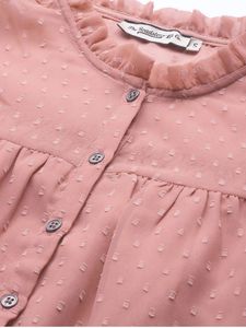 Sheer peach Polka Dot Ruffle Top