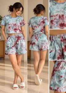 Tie-Dye Crop Top & Shorts Set