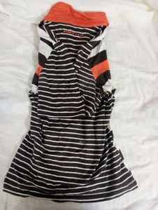 Striped Polo Neck Top