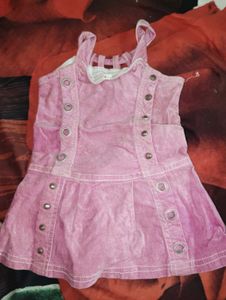 Cute Pink denim Dress for baby