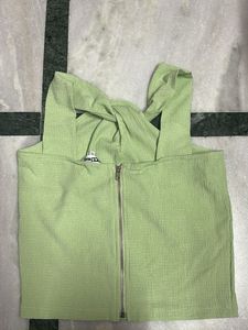 Lime Green Front Twist Corset Top