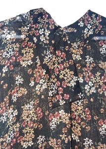 Sheer Floral Print Long Sleeve Top