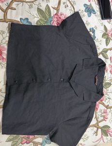 CROP SHIRT Classic Charcoal Grey Button-Up Shir
