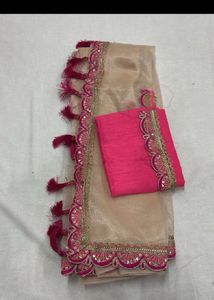 Elegant Embroidered Soft Organza Saree
