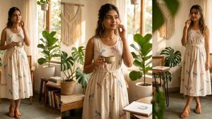 Chic Dragonfly Print Midi Dress
