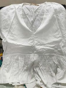 Crisp White V-Neck Tunic Top