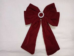 Elegant Burgundy Velvet Bow Hair Clip