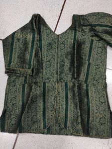 Green Blouse with box pleate skirt