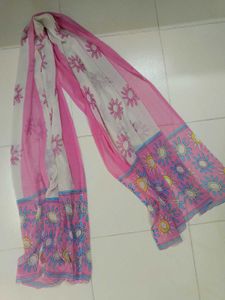 Pink Floral Dupatta
