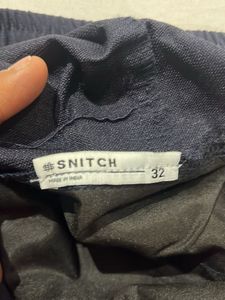 Snitch Men Navy Blue Slim Fit Trousers