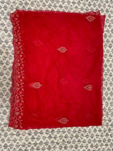 Elegant Red Embroidered Shawl