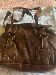 Classic Brown Faux Leather Shoulder Bag
