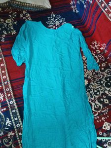 Teal Kurta with White Embroidery