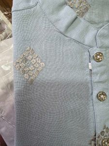 Men's Powder Blue Embroidered Kurta