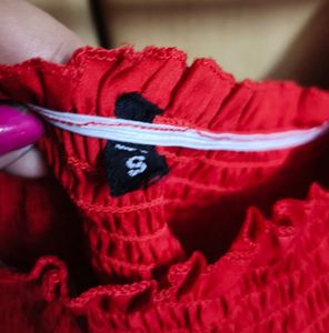 Red Smocked Crop Top