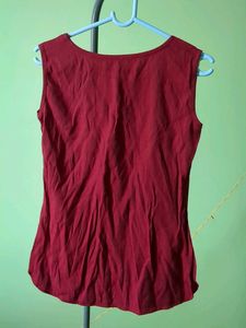 Red Sleeveless Ethnic Blouse