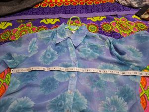 Floral Sheer Button-Down Shirt