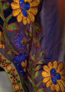 GEORGETTE MIRRORWORK SAREE WITH FALL