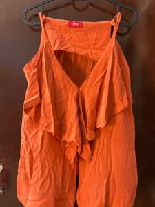 Stylish Orange Ruffle Top