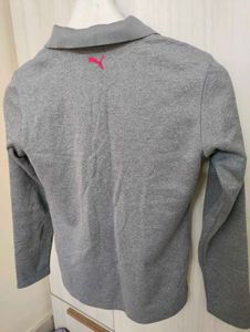 Puma Grey Long Sleeve Polo Shirt