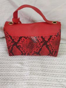 Chic Red Snake Print Mini Bag