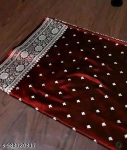 Elegant Maroon Saree with Silver Border  po