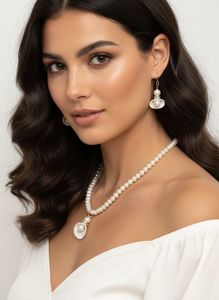 Pearl Necklace and Earring Set