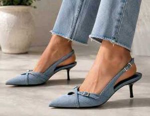 Zara Denim Slingback Heels