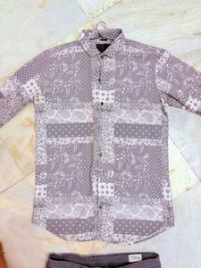 Men's Grey Paisley Patchwork Shirt