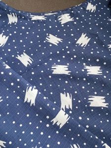 Elegant Blue Deep Neck Printed Straight Kurti |