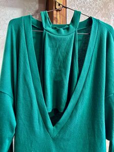 Emerald Green V-Neck Dress