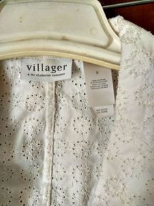 Chic White Eyelet Blazer