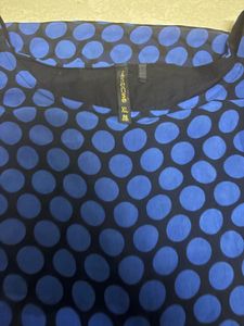 Blue &amp; Black Polka Dot Layered Top -