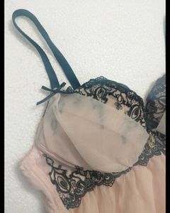 Qmomo pink and black Lace Gothic Babydoll top