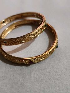 Elegant Gold Tone Bangles with Stones