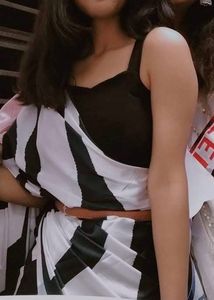 Kiara-Inspired Black &amp; White Printed Saree