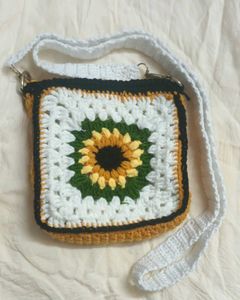 Handmade Crochet Sunflower Sling Bag