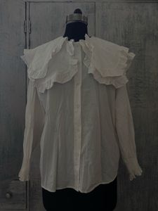 White Ruffled Collar Blouse