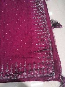 Maroon Embellished Saree