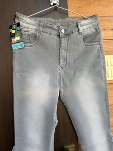 Trendy Grey Flare Jeans