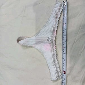 🪔 Women's White Thong Panty with Lace Trim
