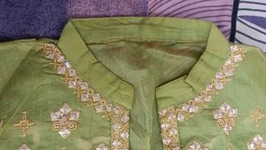 Pista green cape with inner gown