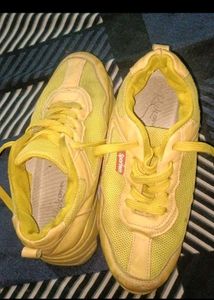 Yellow Lace-Up Sneakers